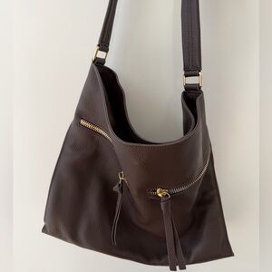 Chic Dark Brown Leather Hobo Bag